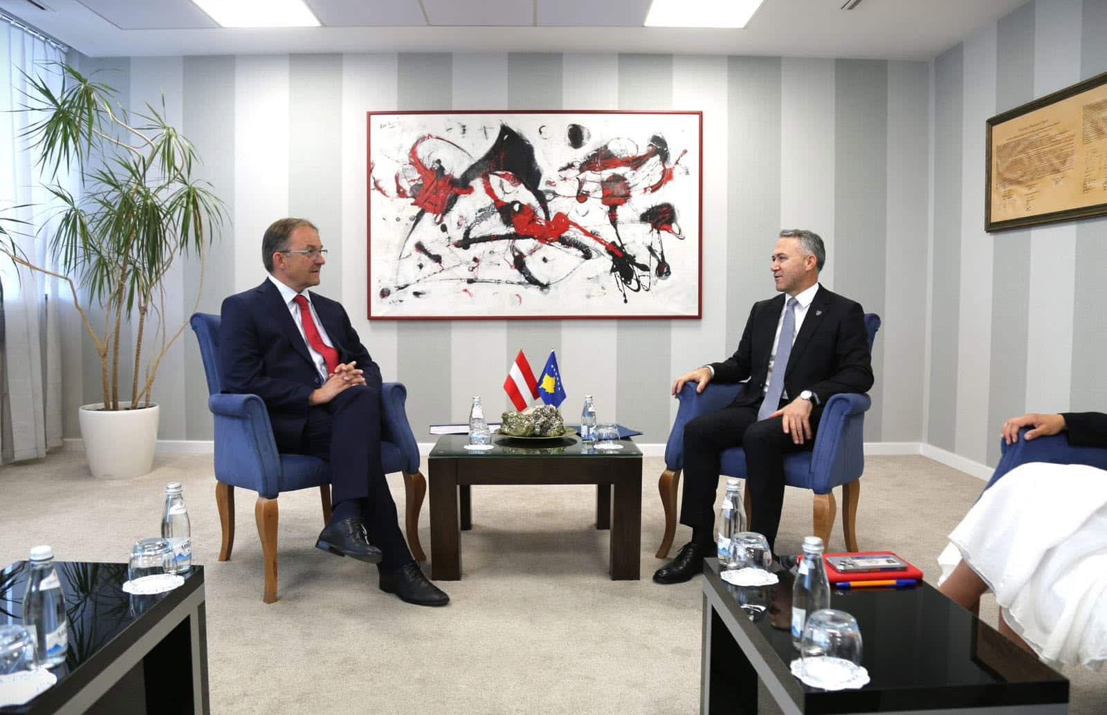Kryenegociatori i Republikës së Kosovës me Bashkimin Evropian, z. Jeton Zulfaj, priti sot në takim Ambasadorin e Austrisë në Kosovë, Sh.T. Georg Schnetzer